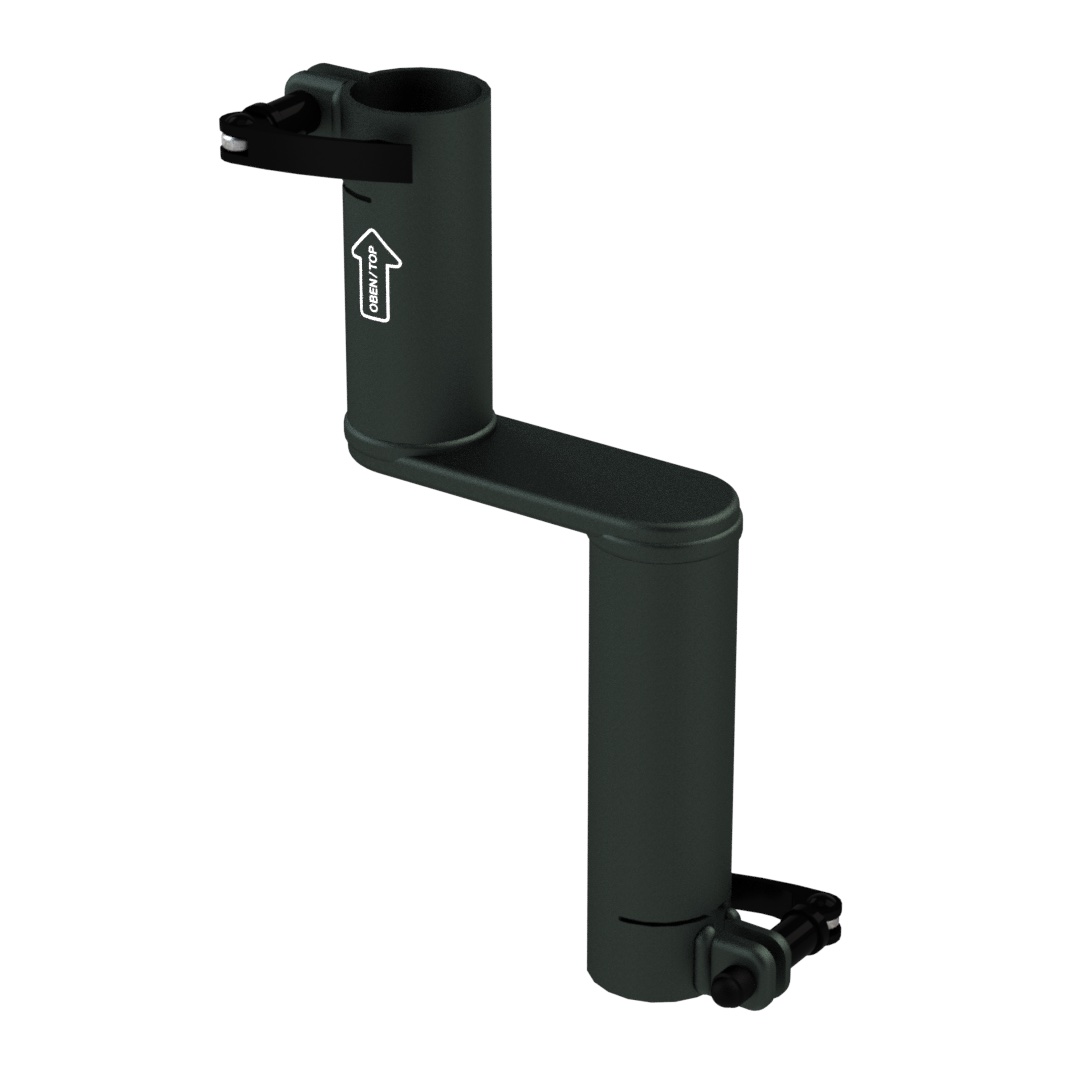 Standrohr 300 mm, 100 mm versetzt mit 2 Exzenterhebeln für Laptop-Halterung