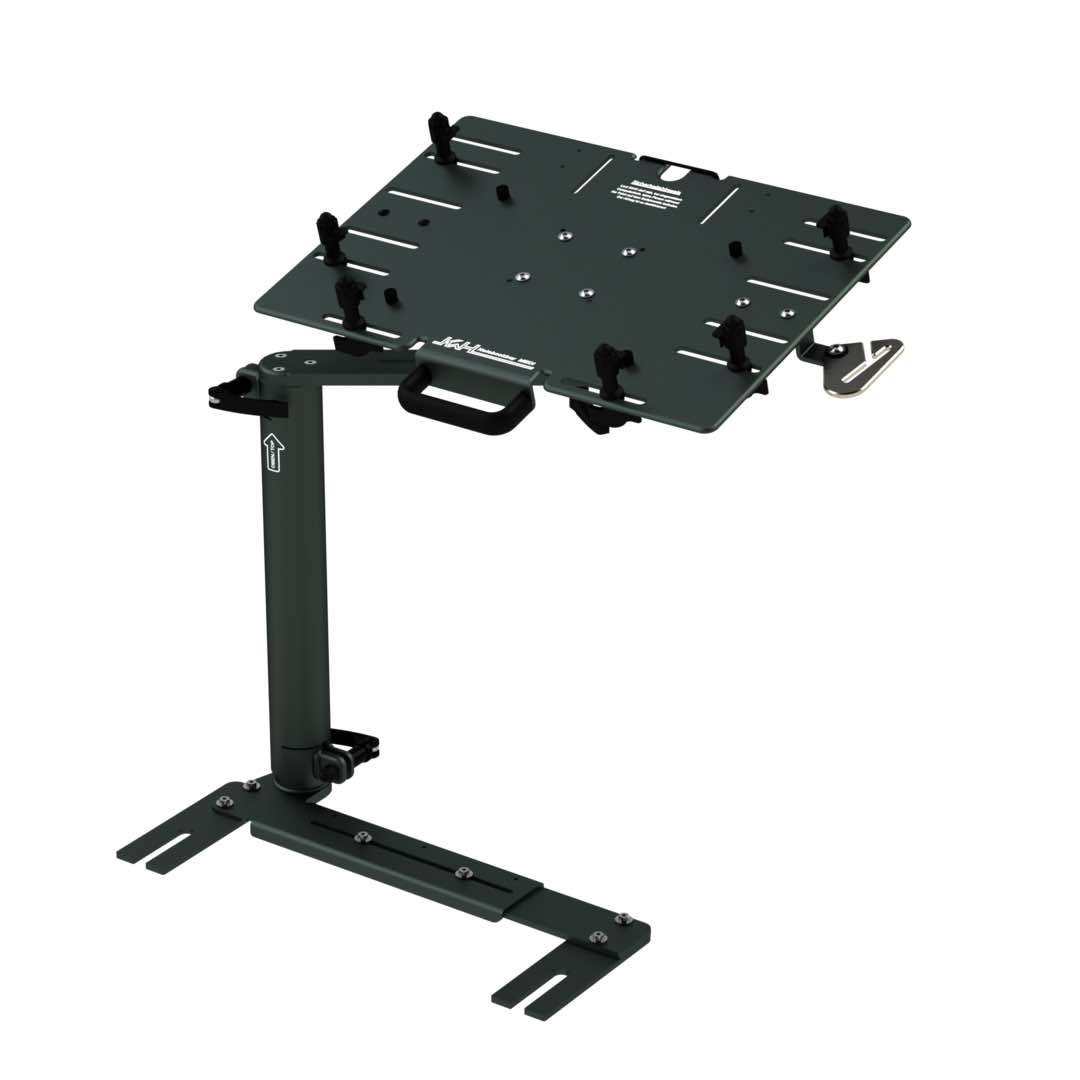 Laptop-Haltesystem Notebookboy® MEDI auf Einschraubbasis mit Standrohr 300 mm und Gurtleitöse