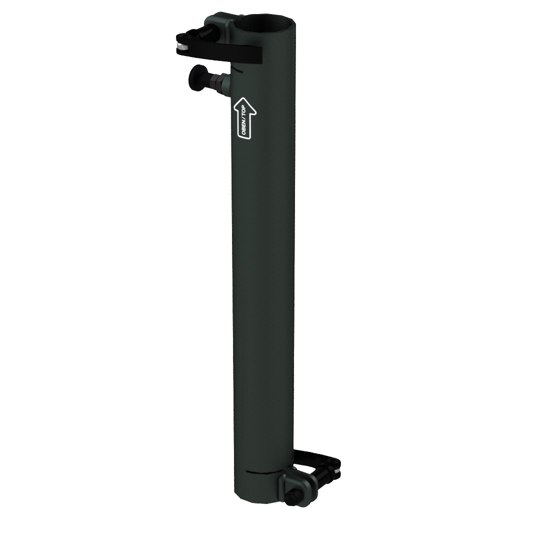 Standrohr 400 mm gerade mit 2 Exzenterhebeln und Rastbolzen für Laptop-Halterung